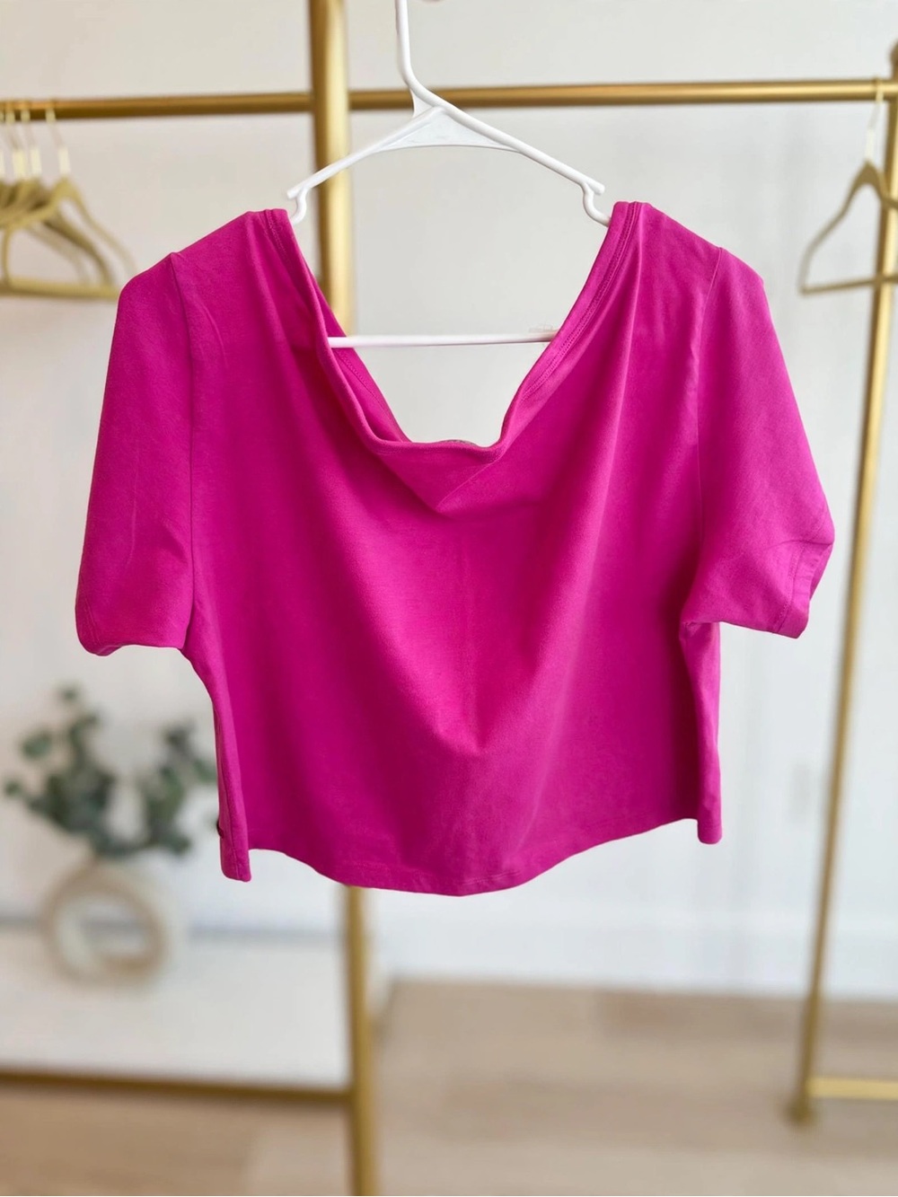 PINK Victoria's Secret Cropped Fuchsia Draped Back Top